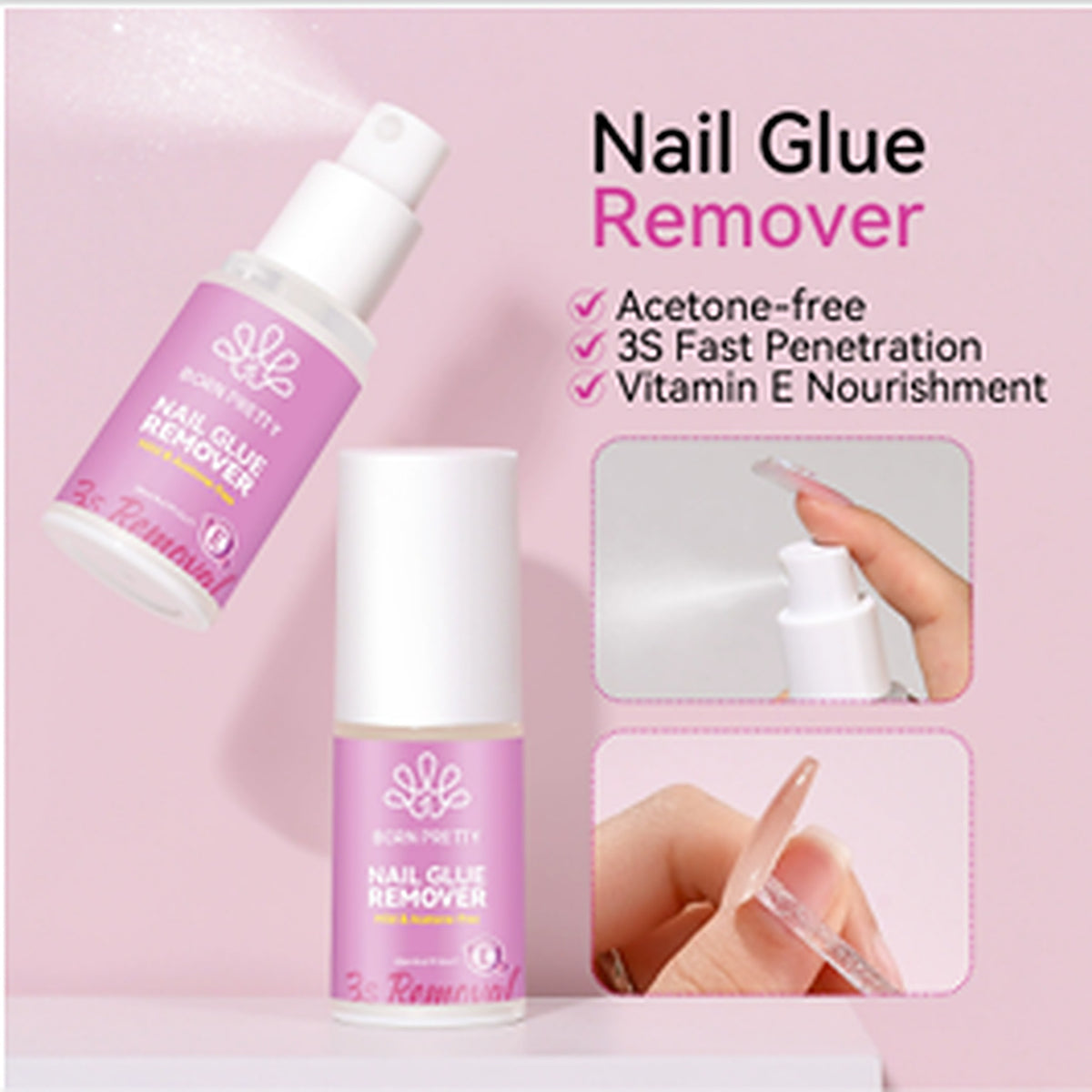 Acetone-free nail glue remover spray