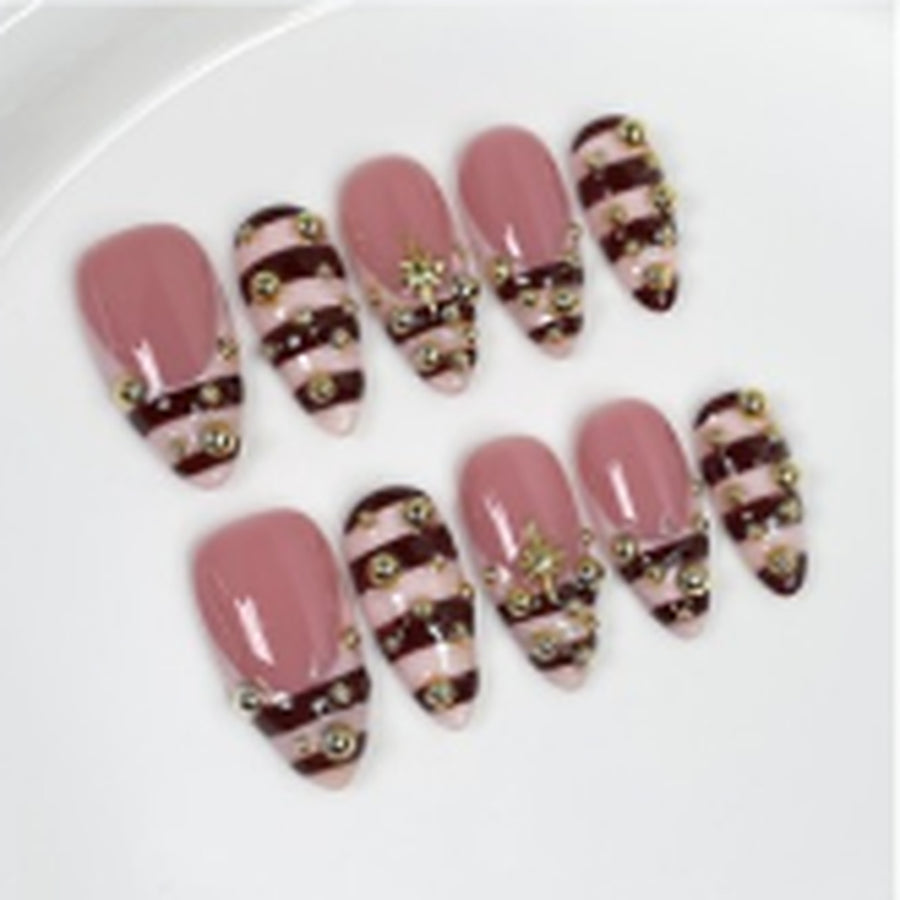 Y2K Ribbon hand-painted press-on nails