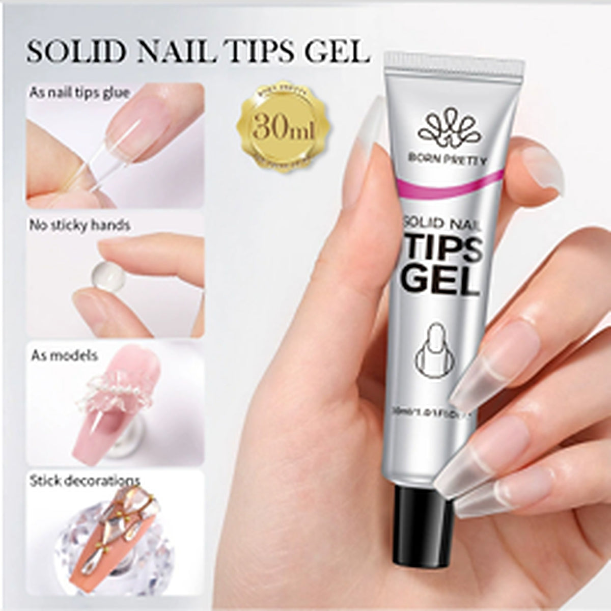 Solid nail tips gel, 30 ml